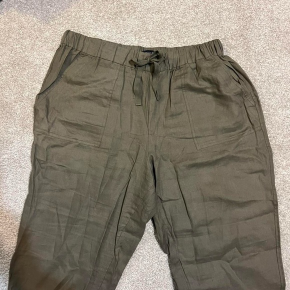 Saks Fifth Ave Green Linen Joggers - Picture 2 of 3